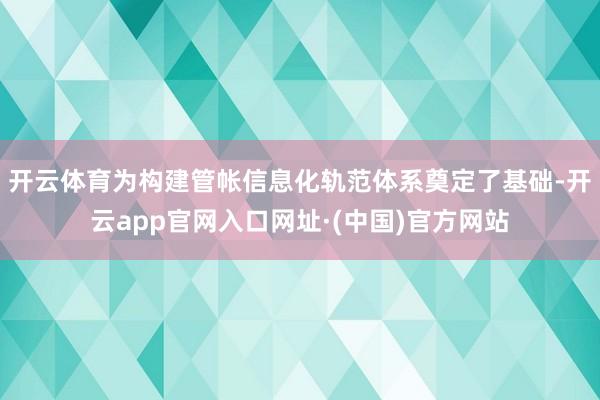 开云体育为构建管帐信息化轨范体系奠定了基础-开云app官网入口网址·(中国)官方网站