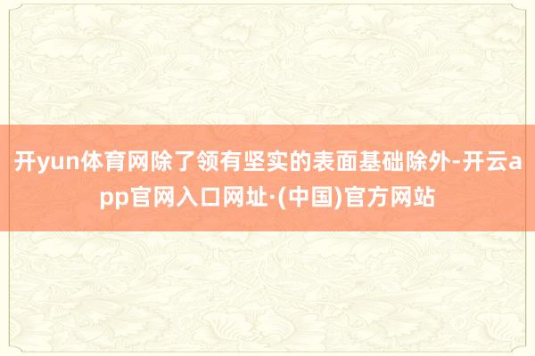 开yun体育网除了领有坚实的表面基础除外-开云app官网入口网址·(中国)官方网站